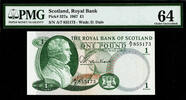 Pound Royal Bank of SCOTLAND One Pick-327a Choice UNC PMG 64 -