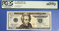 USA USA 2004 (A) $20 Fr# 2089-B RADAR & ROTATOR Serial 08000080 GEM UNC PCGS 66 PPQ -