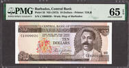 Barbados $10 ND 1st PREFIX LOW # C1 000026 Pick-33 GEM UNC PMG 65 EPQ -