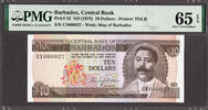 Barbados $10 ND 1st PREFIX LOW # C1 000027 Pick-33 GEM UNC PMG 65 EPQ -