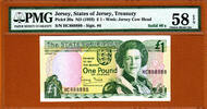 UK (Great Britain) 1 Pound Jersey Pick-20a SOLID 888888 Ch Abt UNC PMG 58 EPQ -