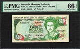 Bermuda Bermuda $20 QEII 1st Prefix B/1 Serial # 000180 Pick-37a GEM UNC PMG 66 EPQ -