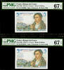 France 5 Francs France 2 Consecutive Pick-98a SUPERB GEM UNC PMG 67 EPQ -