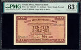 South Africa 10 Shillings South Africa 12th November 1945 Pick-82e CH UNC PMG 63 EPQ -