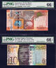 UK (Great Britain) 50 Rupees Scotland £10 & Seychelles  MATCHING Low Sr AD 000008 GEM UNC PMG 66 EPQ