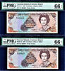 25 Dollars Cayman Islands 2 Consecutive LOW Serial P-14 GEM UNC PMG 66 EPQ -