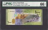 Syria Syria 1000 Pounds 2013 LOW Serial 0000050 Pick-116a GEM UNC PMG 66 EPQ -