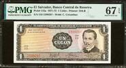 El Salvador El Salvador One Colon 1972 Pick-115a SUPERB GEM UNC PMG 67 EPQ -