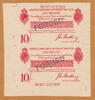 UK (Great Britain) 10 Shillings England Bradbury UNCUT Stamped FORGED Old Period UNC -