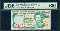 Bermuda 20 Dollars Bermuda 13th May 1999 QEII Serial 000225 Pick-43b GEM UNC PMG 65 EPQ -