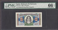 2 Pesetas 1938 Spain Spain   Pick-95 GEM UNC PMG 66 EPQ Spain   Pick-95 GEM UNC PMG 66 EPQ