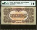 Hungary / Russian Army Occupation 100 Pengo 1944 WWII Pick-M8 CH UNC PMG 64 EPQ -