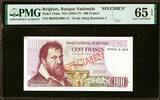 Belgium Belgium 100 Francs SPECIMEN ND (1962-77) Pick-134as GEM UNC PMG 65 EPQ -