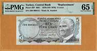 Turkey Turkey 5 Lirasi REPLACEMENT 1970 (ND 1976) P-185* Prefix Z94 GEM UNC PMG 65 EPQ -