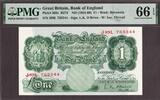 Great Britain Great Britain One Pound ND (1955-60) Prefix- J89L Pick-369c GEM UNC PMG 66 EPQ -