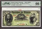 Mexico Mexico Banco Oriental 50 Pesos (1900-1914) SPECIMEN P-S384s GEM UNC PMG 66 EPQ -
