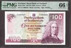 Scotland 100 Pounds 1987 1st Prefix Low Sr# A/1 000019 P-350a GEM UNC PMG 66 EPQ -