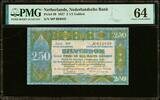 Netherlands Silver Note 2 1/2 or 2.50 Gulden 1927 Pick-20 CH UNC PMG 64 -