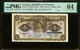 Paraguay 5 Pesos 1912 Ovpt. Pick-127 Choice UNC PMG 64 -