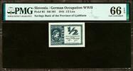 Slovenia / Yugoslavia German Occupation 1/2 Lire 1944 Pick-R1 GEM UNC PMG 66 EPQ -