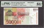 Slovenia Slovenia 5000 Tolarjev SPECIMEN Year 2000 Pick-23s CH UNC PMG 64 EPQ -