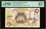 Scotland Scotland 10 Pounds 1990 Pick-113d Serial # 999747 SUPERB GEM UNC PMG 67 EPQ -