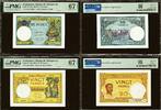 Madagascar Madagascar Pair 10 & 20 Francs (1937-47) Pick-36 & 37 SUPERB GEM UNC PMG 67 EPQ -