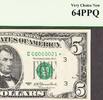 U.S.A 1977 FR Note Philadelphia $5 Fr 1974-C☆ LOW # 00000021 ☆STAR☆ CH UNC PCGS 64 PPQ -