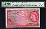One Dollar British Caribbean Territories Pick-7c About UNC PMG 50 -