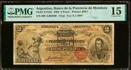 Argentina Argentina 2 Pesos 1894 Overprint "Ley 8.1.1894" Pick-S1162c Fine PMG 15 -