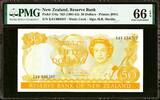 New Zealand New Zealand 50 Dollars (1981-85) Hardie Prefix- XAV Pick-174a GEM UNC PMG 66 EPQ -