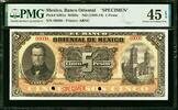 Mexico Mexico Banco Oriental 5 Pesos ND (1900-14) SPECIMEN P-S381s M460s EF PMG 45 EPQ -