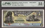 Haiti One Gourde SPECIMEN 1892 Pick-101s About UNC PMG 55 EPQ