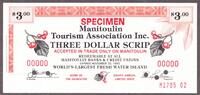 Canada 1992 Local Currency Manitoulin 3 Dollar Scrip SPECIMEN UNC -