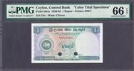 Ceylon Ceylon Sri Lanka One Rupee 1956 COLOR TRIAL SPECIMEN P-56cts GEM UNC PMG 66 EPQ -