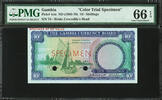Gambia 10/- Shillings COLOR TRIAL SPECIMEN 1965-70 Pick-2cts GEM UNC PMG 66 EPQ -
