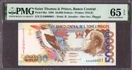 Saint Thomas & Prince Saint Thomas & Prince 50000 Dobras 1996 FIRST LOW# DA 0000001 GEM UNC PMG 65 EPQ -