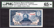 5 Guaranies Paraguay Pick-179 GEM UNC PMG 65 EPQ / STAR FINEST KNOWN ! -