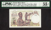 10 Francs French West Africa Pick-37 About UNC PMG 55 EPQ -