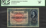 Switzerland 20 Franken Switzerland Pick-39l Very Fine PCGS 35 -