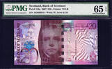 UK (Great Britain) 20 Pounds Scotland LOW Serial 000016 Pick-126a GEM UNC PMG 65 EPQ -