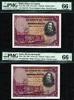 Spain 50 Pesetas Spain 2 Consecutive Pick-75b GEM UNC PMG 66 EPQ -