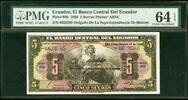 Ecuador Ecuador 5 Sucres 1938 Pick-84b CH UNC PMG 64 EPQ -
