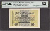 Germany 10 Millionen Mark Germany LOW Serial # 000002 Pick-106a About UNC PMG 53 -