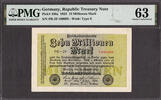 Germany 10 Millionen Mark Germany Fancy Serial # 100000 Pick-106a CH UNC PMG 63 -