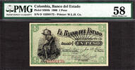 Peso Colombia One Variety- W.L.H.Co. New York Pick-S504b About UNC PMG 58 -
