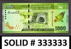 1000 Rupees Sri Lanka SOLID Serial 333333 Pick-127c CRISP UNC -