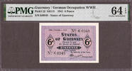 UK (Great Britain) Guernsey / German Occupation 6d (Six Pence) Pick-22 CH UNC PMG 64 EPQ -