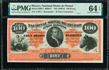 Mexico 100 Pesos Mexico - Nacional Monte de Piedad   1880-81 P-S269r1 CH UNC PMG 64 EPQ