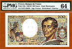 France 200 Francs France Pick-155c Ch UNC PMG 64 -